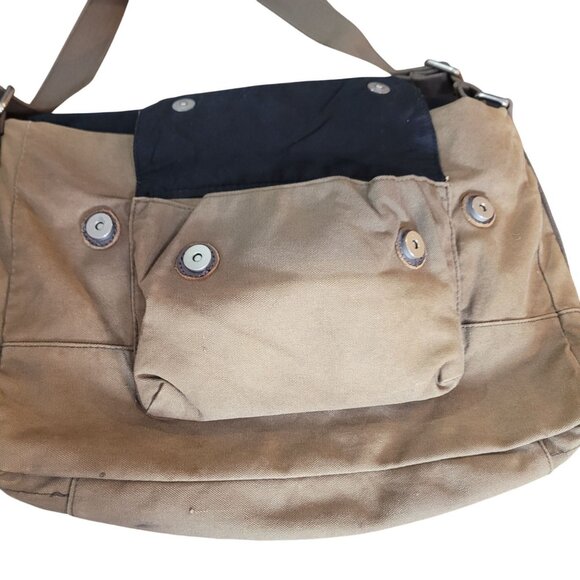 Fossil Vintage Issue No.574 Messenger Bag Canvas & Leather Olive Brown Adjustabl - Picture 16 of 16